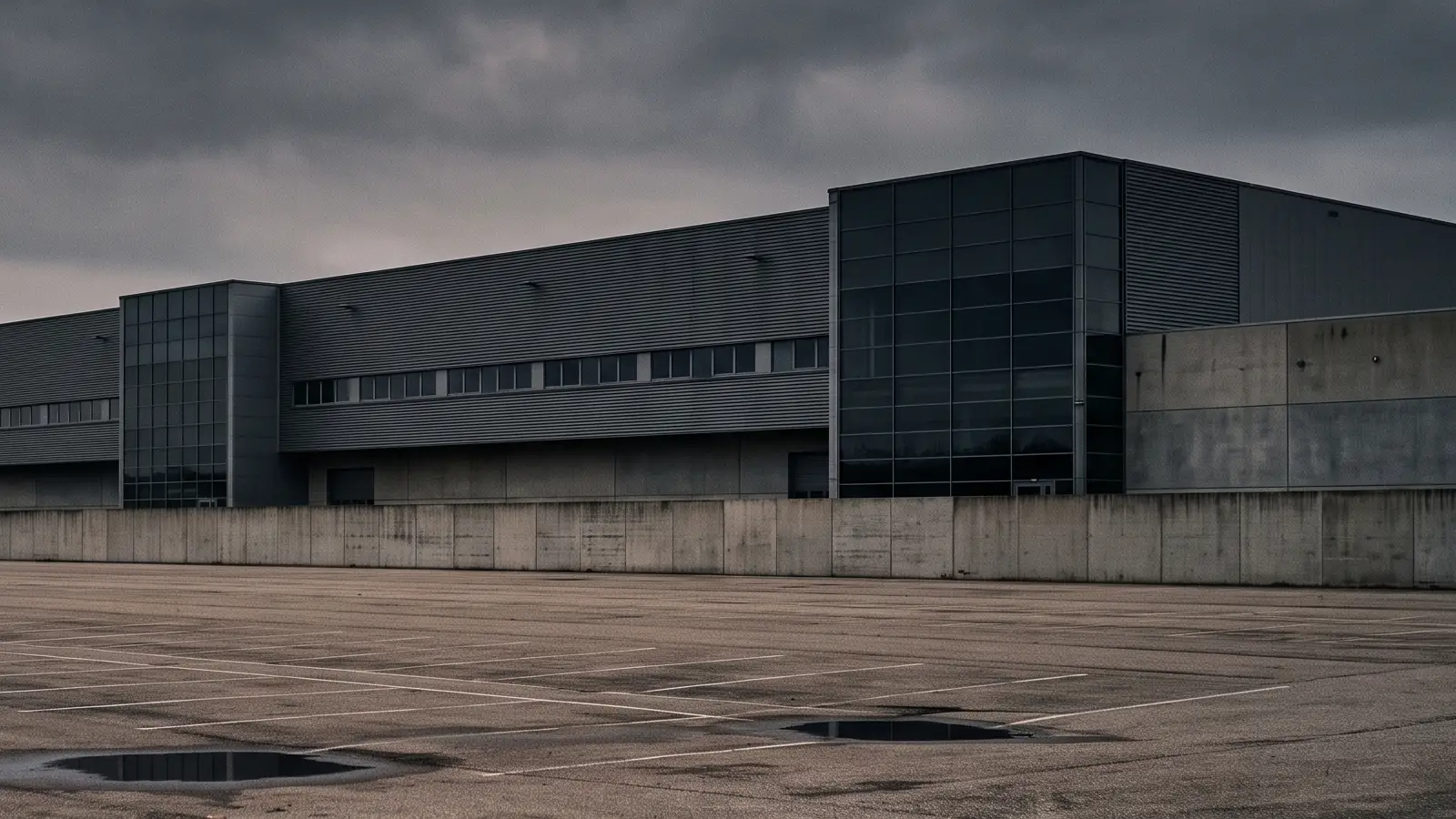 Industriehalle mit Parkplatz