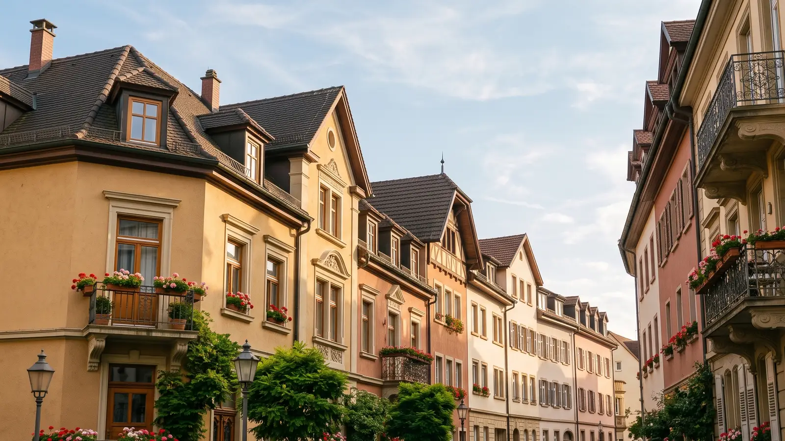 Straßenzeile mit Mietshäusern