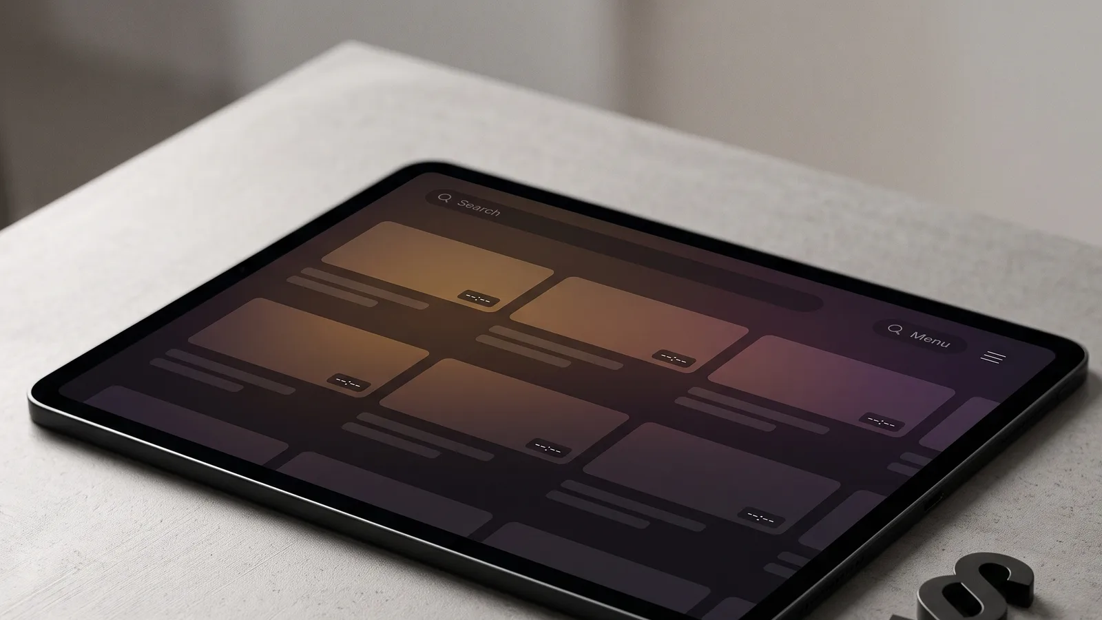 Tablet mit Streaming-Oberfläche neben Paragraphenzeichen
